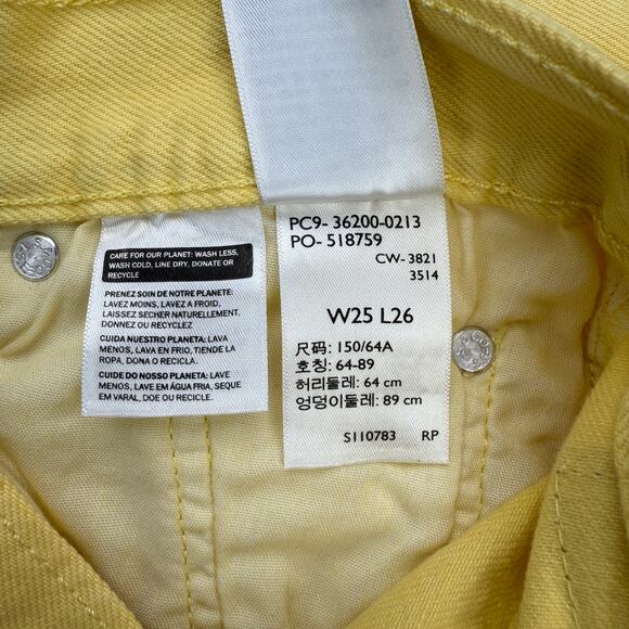 NWT LEVI'S Women's 501 Original High Rise Straight Cropped Jeans 25 X 26 Yellow - Picture 9 of 9